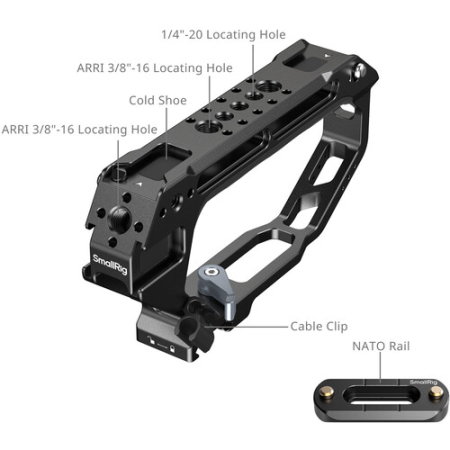 SmallRig 6779 - klatka do Sony FX5 z uchwytem górnym, płytką V-Mount i paskiem na rękę - szczegóły uchwytu górnego